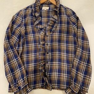 Sézane Ruffled Plaid Vera Shirt
